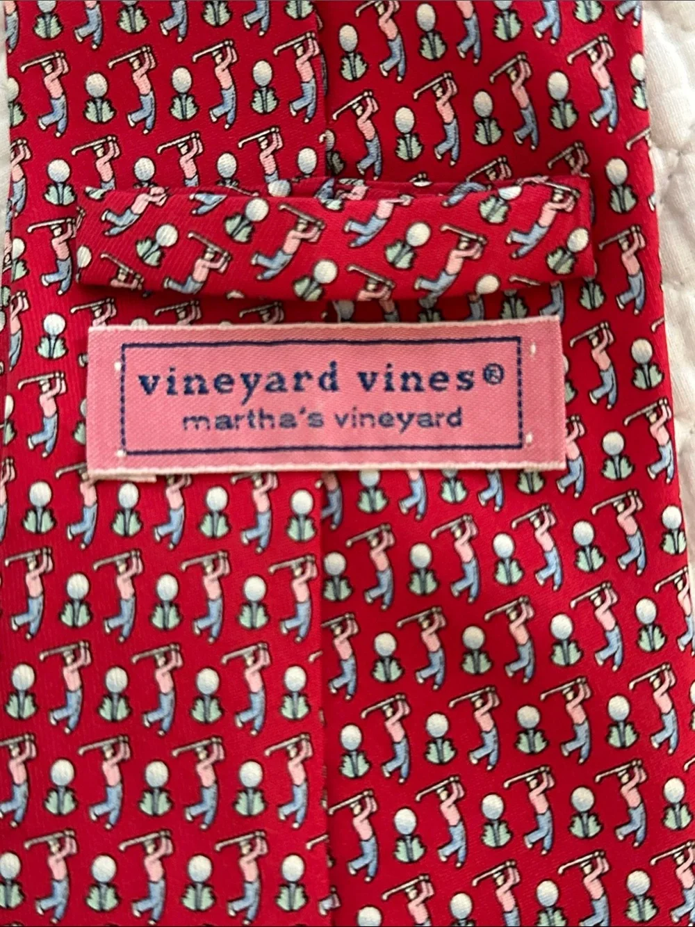 Vineyard Vines Red Golf Patterned Silk Tie - Classic Dress Accessory
